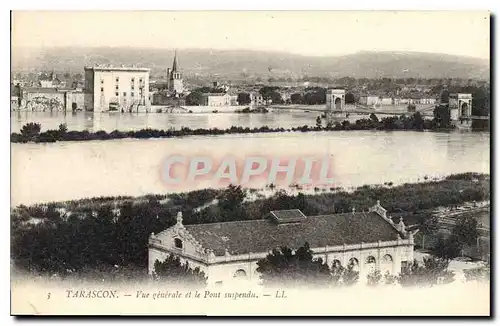 Ansichtskarte AK Tarascon Vue Generale et le Pont suspendu