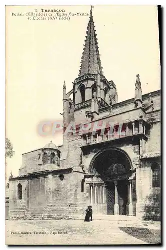 Cartes postales Tarascon Portail de l'Eglise Ste Marthe et Cloches