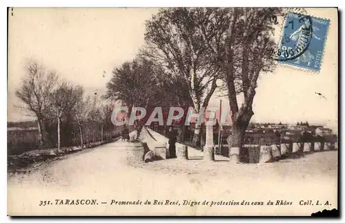 Cartes postales Tarascon Promenade du Roi Rene Digue de protection des eauz du Rhone