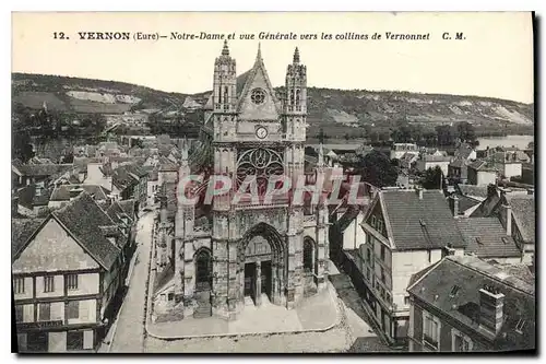 Cartes postales Vernon Notre Dame et vue Generale vers les collines de Vernonnet