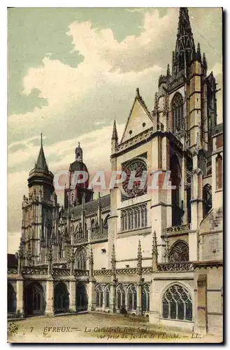Cartes postales Evreux La Cathedrale cote Sud vue prise du Jardin de l'Eveche