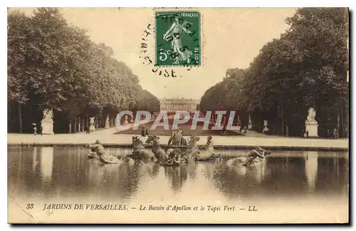 Cartes postales Jardin de Versailles Le Bassin d'Apollon et le Tapis Vert