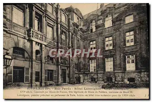 Cartes postales Paris Rue Pavee Hotel Lamoignon