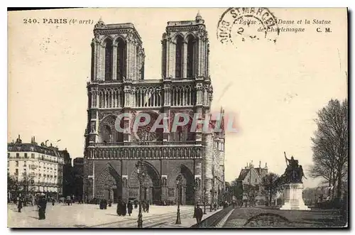 Ansichtskarte AK Paris L'Eglise Notre Dame et la Statue de Charlemagne