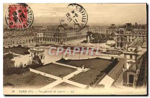 Cartes postales Paris Vue generale du Louvre