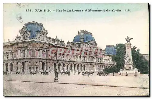 Cartes postales Paris Musee du Louvre et Monument Gambetta