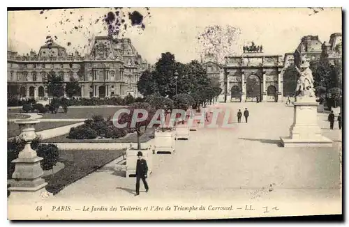 Ansichtskarte AK Paris Le Jardin des Tuileries et l'Arc de Triomphe du Carrousel