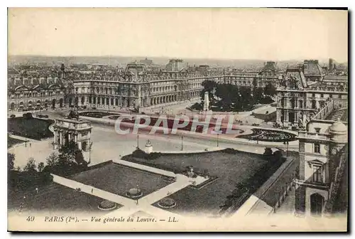 Cartes postales Paris vue generale du Louvre