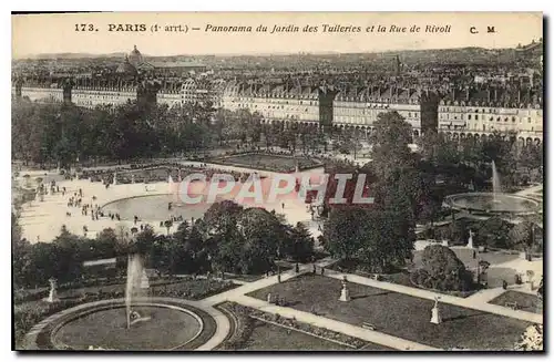 Cartes postales Paris Ier Arr panorama du jardin des Tuileries et la rue de Rivoli