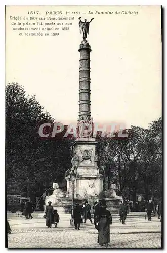 Ansichtskarte AK Paris Ier arrt la Fontaine du Chatelet Erigee en 1807 sur l'emplacement de la prison fut posee s