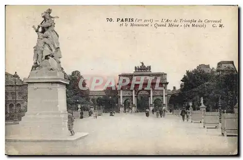 Ansichtskarte AK Paris Ier arrt l'Arc de Triomphe du Carrousel et le monument Quand Meme de Mercie