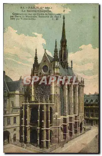 Cartes postales Paris Ier arrt la Sainte Chapelle construite en 1245 sur l'ordre de St Louis par Pierre de Montr