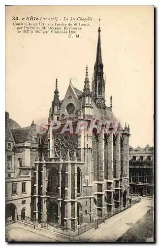 Cartes postales Paris Ier arrt la Ste Chapelle construite en 1245 sur l'ordre de St Louis par Pierre de Montreau