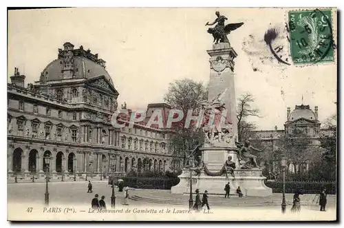 Ansichtskarte AK Paris Ier le monument de gambetta et le Louvre