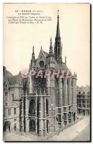 Cartes postales Paris Ier arrt la Sainte Chapelle construite en 1245 sur l'ordre de St Louis par Pierre de Montr