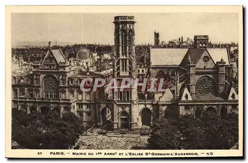 Cartes postales Paris Mairie de 1er Arrdt et l'Eglise St Germain L'Auxerrois