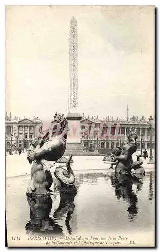 Ansichtskarte AK Paris VIII Detail d'une Fontaine de la Place de la Concorde et l'Obelisque de Louqsor