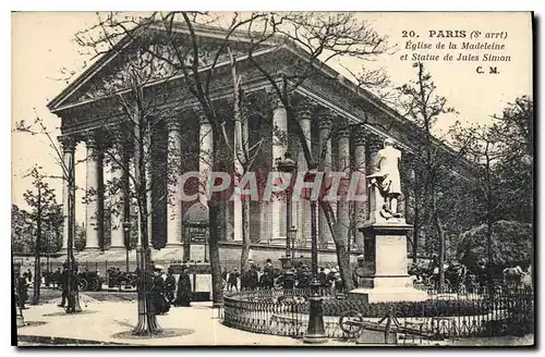 Ansichtskarte AK Paris 8 arrt Eglise de la Madeleine et Statue de Jules Simon