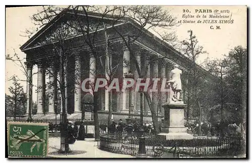 Ansichtskarte AK Paris 8 arrt Eglise de la Madeleine et Statue de Jules Simon