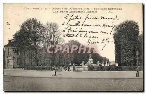 Ansichtskarte AK Paris 6e Avenue de l'Observatoire fontaine Carpeaux Clinique et monument Tarnier
