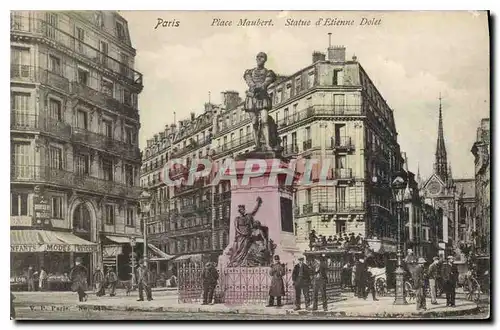 Cartes postales Paris Place Maubert statue d'Etienne Dolet