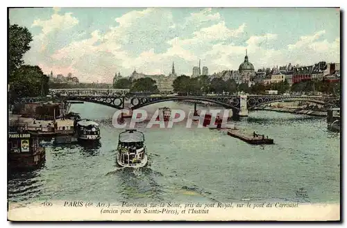 Cartes postales Paris 6e arr Panorama sur la Seine pris du pont Royal sur le pont du Carrousel anccien pont des