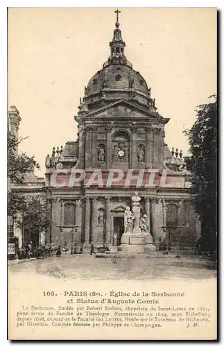 Ansichtskarte AK Paris 5e Eglise de la Sorbonne et statue d'Auguste Comte