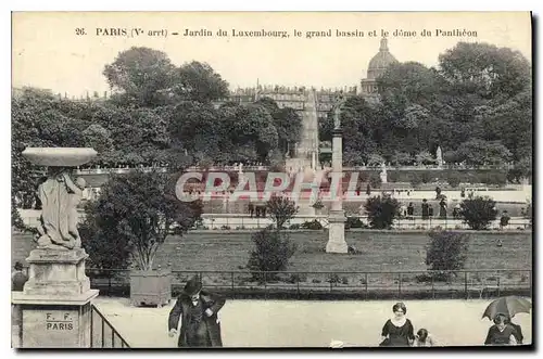 Ansichtskarte AK Paris Ve arrt Jardin du Luxembourg le grand bassin et le dome du Pantheon