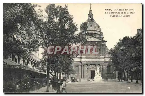 Cartes postales Paris 5e arrt la Sorbonne et la statue d'Auguste Comte