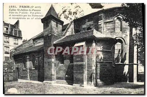 Cartes postales Paris 5e arrt Eglise St Julien le Pauvre date du 7e siecle fut pillee et incendiee par les Norma