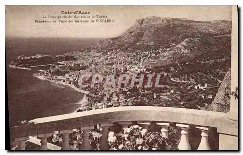 Cartes postales Cote d'Azur le Principaute de Monaco et la Turbie panorama vu d'une des terrasses du Vistaero