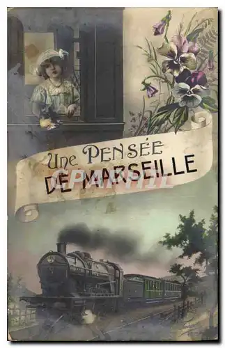 Cartes postales Une Pensee de Marseille Train