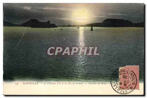 Cartes postales Marseille le chateau d'If et les Iles du Frioul coucher de Soleil