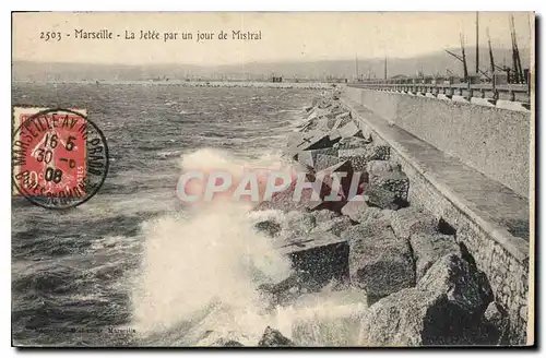 Cartes postales Marseille la Jetee par un jour de Mistrale