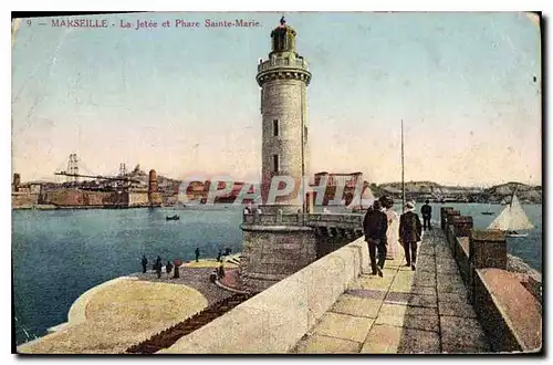 Ansichtskarte AK Marseille la Jetee et Phare Sainte Marie