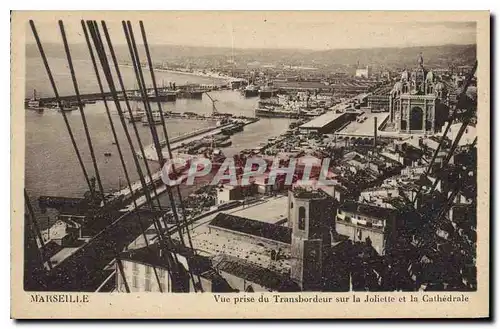 Cartes postales Marseille vue prise du Transbordeur sur la Joliette et la cathedrale