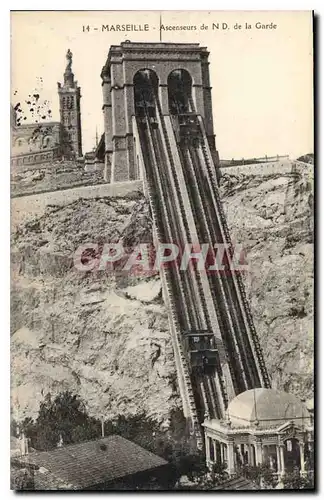 Cartes postales Marseille Ascenseurs de N D de la Garde