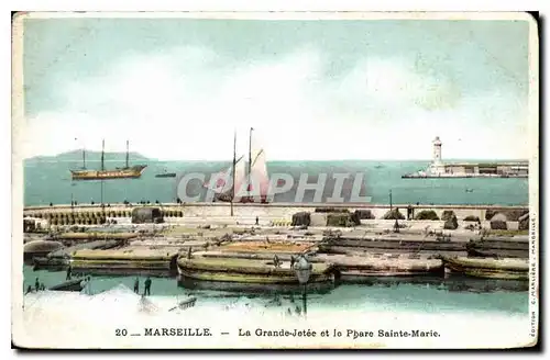 Ansichtskarte AK Marseille la Grande Jetee et le Phare Sainte Marie