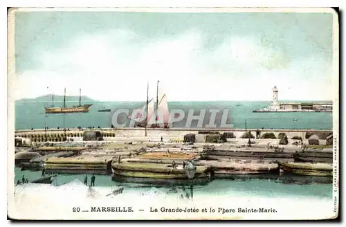 Cartes postales Marseille la Grande Jetee et le Phare Sainte Marie