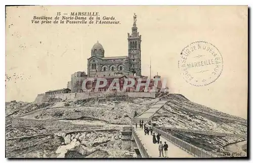 Ansichtskarte AK Marseille Basilique de Notre Dame de la Garde vue prise de la Passerelle de l'Ascenseurs