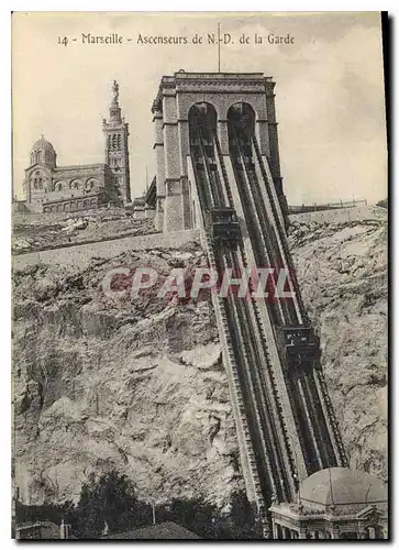 Cartes postales Marseille Ascenseurs de N D de la Garde