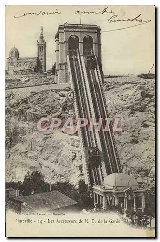 Cartes postales Marseille les Ascenseurs de N D de la Garde