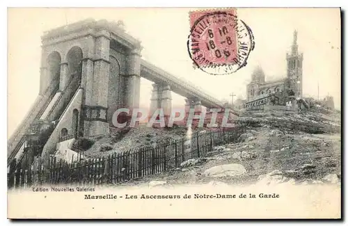 Cartes postales Marseille les Ascenseurs de Notre Dame de la Garde