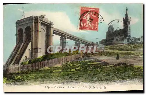 Cartes postales Marseille Ascenseurs et N D de la Garde