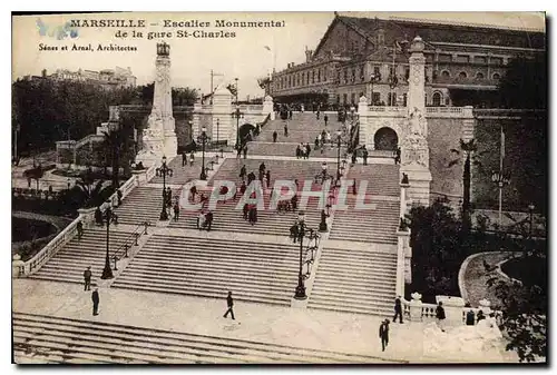 Cartes postales Marseille Escalier Monumental de la gare St Charles