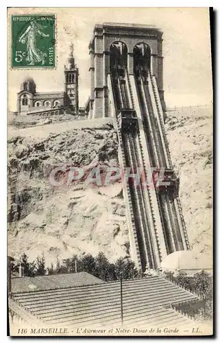 Cartes postales Marseille L'Ascenseur et Notre Dame de la Garde