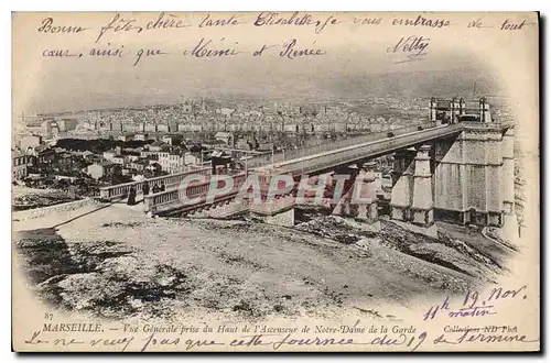 Cartes postales Marseille Vue generale prise du Haut de l'Ascenseur de Notre Dame de la Garde