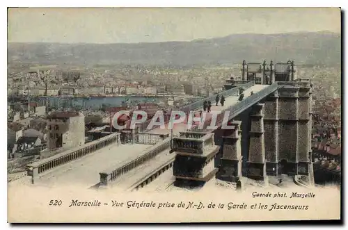 Cartes postales Marseille Vue generale prise de N D de la Garde et les Ascenseurs