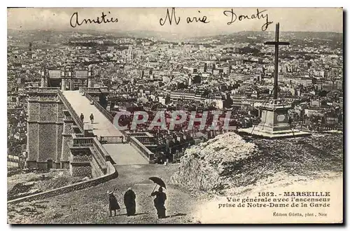 Cartes postales Marseille Vue generale avec l'Ascenseur prise de Notre Dame de la Garde