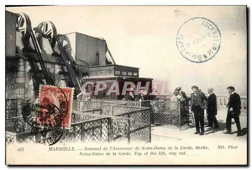 Cartes postales Marseille Sommet de l'Ascenseur de Notre Dame de la Garde Sortie